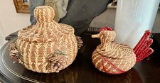 2 Coushatta Pine Needle +  pine cone quality native American Baskets 60 yrs old picture