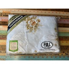 Vintage TASTERMAKER No Iron Muslin Full Fitted Sheet 54 x 75 NEW Roses Cottage picture