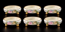 6 Antique Franz Schlegelmilch Nest Salt Dips Cellars Marked Record Gilded CN picture
