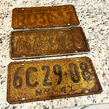 Lot of 3 Vintage New York License Plates 1941, 1942, 1955 NY Empire State  picture