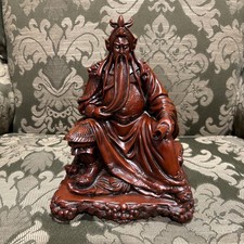 Vintage Sou Shan Stone Ware Mandarin Red Resin Sitting General Chinese Figurine picture