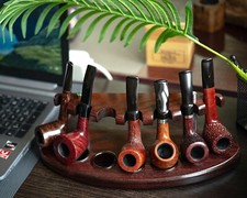 Pipe stand for pipes smoking tobacco wooden rack handmade holder picture