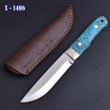 Handcrafted Fixed Blade Drop Point Hunting Knife Turquoise Handle picture