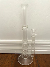 10.5” Premium Glass Water Pipe Slim Jim Triple Homeycomb Perc Clear 14mm picture