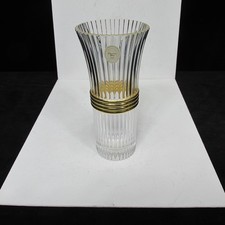 New Christian Dior Signed Crystal Gaudron 9″ Ribbed Gold Vase with tag Japan picture