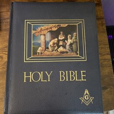 1960 Masonic Holy Bible Red Letter  De Vore & Sons Heirloom Family Collectors picture