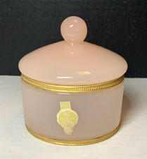 VNC Opaline De Venise Murano Pink Vanity Lidded Jar Powder Box Beaded Rim Vtg picture