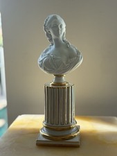 Antique 18c Sevres Porcelain Bust Of Madame Du Barry On Gold Fluted Pillar picture
