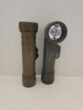 Vintage Fulton Right Angle Flashlight U.S. Army Green Made in USA Set Of 2 picture