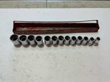 Rare Vtg  Indestro Super METRIC 1/2” Drive Socket Set 13 pc 10mm-22mm  USA made picture