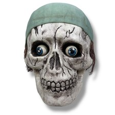 Vintage Styrofoam Pirate Skeleton Head Skull Prop Halloween Spooky Bulging Eye picture