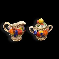 Fitz and Floyd Venezia Collection ceramic  Cream & Sugar (w/lid) Set picture