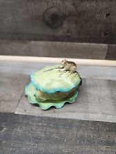 Vintage Handcrafted 3 Pc Trinked Box Frog Lilly Pad picture