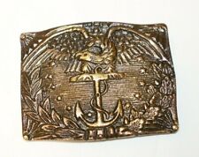 Antique Style Civil War Marine Belt Buckle Military Solid Brass Eagle Anchor picture