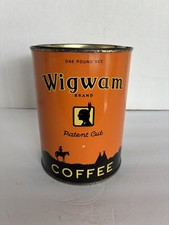Vintage Wigwam Coffee Tin 1 lb., Carpenter Cook Co., Menominee, MI picture