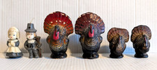 Vintage Gurley Thanksgiving Candles Turkeys Pilgrims 3