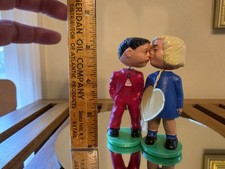 Vtg 1950's West German Kussende Puppen Kissing Dolls Magnetic Bobbleheads 3 1/4