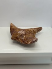 Vintage Carved Jasper Stone Stingray Manta Ray Figurine 4” Polished Sculpture picture