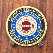 Chicago Fire Department Fire Suppression Rescue EMS Challenge Coin  W#24 picture