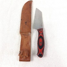 RMJ Tactical Osprey Fixed Blade Knife Red Black G10 Handle Leather Sheath picture