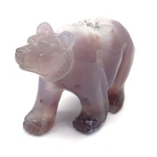 4.0'' Natural Agate Geode Carved Crystal Bear , Realistic - Skulls Gemstone picture