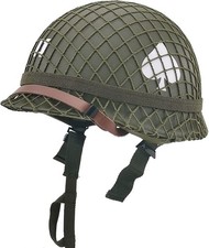 WW2 US Army M1 Steel Helmet Replica with Net Chin Strap Cat Eye Band DIY picture