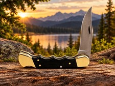 Vintage Buck 110 4 Dot Folding Hunter Knife (1981–1986) – Custom Finger Grooves picture