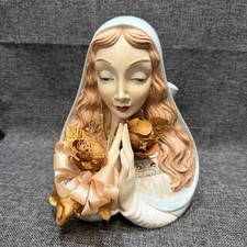 Vintage 1973 Duncan Praying Madonna Planter Hand Painted Ceramic Virgin Mary picture