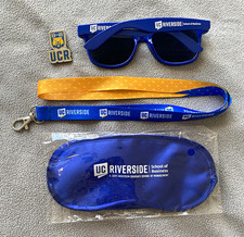 UC Riverside Bundle - UCR Bear Logo Lapel Pin, Lanyard, Blue Sunglasses and Mask picture