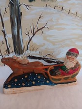 Chalkware Jaburgh Santa In Sleigh With Reindeer, NOT VAILLANCOURT,  Read Info picture