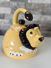 Vintage Kamenstein Lion Tea Kettle “Migh-Tea Roar”Whistling Animal Teapot 1990s picture