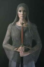 ALUMINIUM ROUND RIVETED CHAIN MAIL SHIRT MEDIEVAL CHAINMAIL W/ COIF (HOOD picture