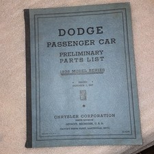 Original 1938 Dodge Passenger Car Parts List Manual D-4375 - Vintage picture