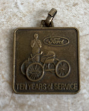 Vintage Ford Employee Keychain Ten Years Of Service - Brass Keychain picture