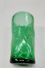 BLENKO VINTAGE DIMPLED CRACKLE DRINK GLASS TUMBLER GREEN PERFECT NOS picture