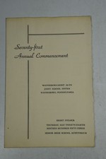 Vintage Waynesboro Pennsylvania Seventy-first Annual Commencement Program 1953 picture
