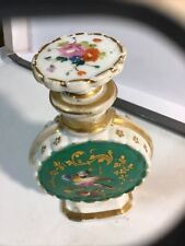 Vintage Porcelain Perfume Bottle Flask Floral & Bird Decorations picture