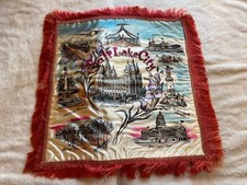 Vintage 1940's Salt Lake City Pillow Cover Multi-Color NOS Under Glass Since New picture