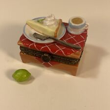 Cooking Club of America Vintage Key Lime Pie Picnic Porcelain Hinged Trinket Box picture