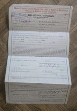 Antique Historical automobile deed/bill of sale 1927 Packard Sedan 525 Akron, OH picture