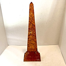 MCM LUCITE OBELISK NEOCLASSICAL TRANSLUCENT AMBER WITH FRACTALS - 20