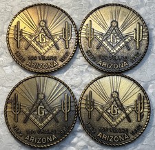 1982 Grand Lodge Of Arizona Masons 100th Ann. Bronze Medal 38mm, 24g 1 Coin Lot picture