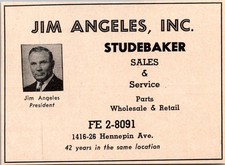 Jim Angeles Inc. Studebaker Sales & Service 1957 Minneapolis Ad TAK5-S3 picture