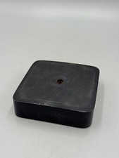 Vintage Chinese Square Black Wood Display Plinth with Central Mount Hole 4.75'' picture