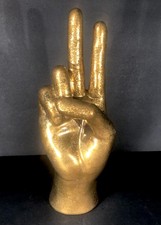 Vintage Peace Sign Hand Figure Gold In Color picture