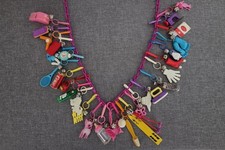 Vintage 1980's Plastic Bell Charm Chain With Rare Pieces picture