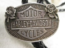 Harley Davidson Sterling Silver Bolo Tie Roses Signed M.M. Sterling Vintage picture