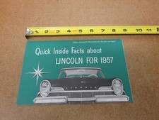 1957 Lincoln Quick Facts Premiere sales brochure 16 pg ORIGINAL literature picture