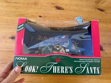 VTG  Look There's Santa Lighted Christmas Village by Noma 1995 Original Box S picture