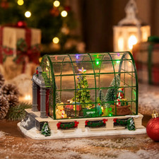 Lighted Christmas Village Greenhouse Animated Musical Collectible Holiday Decor picture